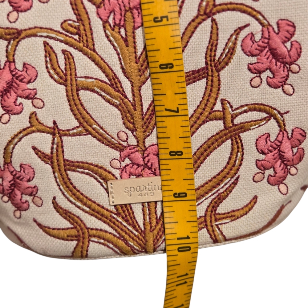 Spartina 449 Pepper Hall Woodblock Embroidered Pink Floral Bucket Handbag Purse - Picture 10 of 14